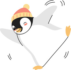 Cute Cartoon Penguin Dancing Joyfully Outline Coloring Page