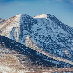 mountain landscape with snow covered mountains