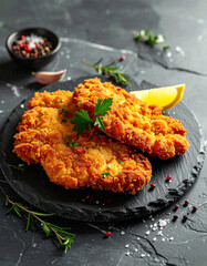 Gourmet chicken schnitzel platter
