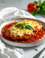 Schnitzel napolitana with tomato sauce