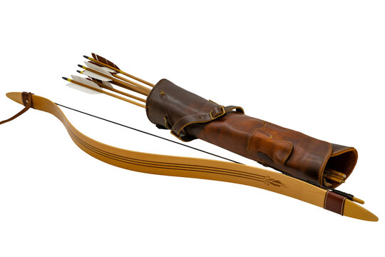 Traditional bow and arrow set isolated on transparent background