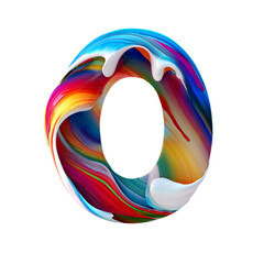 A colorful abstract donut with vibrant icing on a transparent background