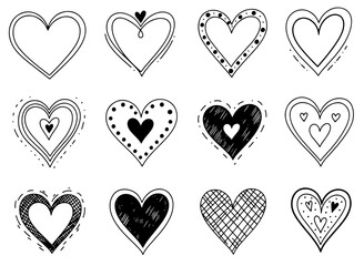 Set of hearts icons and vector symbols for Valentine Day romance decoration and romantic love holiday design illustration