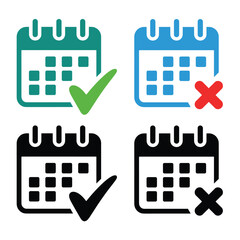 Calendar Icon Set Check X Design