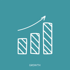 Graph goal and arrow up sign