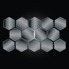 Seamless vector abstract background featuring a 3d geometric honeycomb pattern with a metallic hexagonal mesh texture for a modern technology business wallpaper design