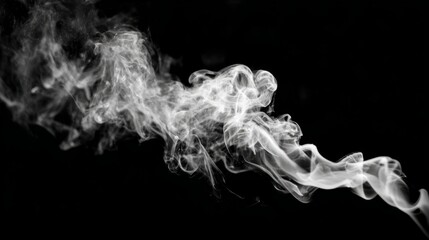 Soft white smoke swirling on a deep black background, abstract atmospheric texture with flowing motion and dramatic contrast
