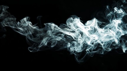 Soft white smoke swirling on a deep black background, abstract atmospheric texture with flowing motion and dramatic contrast