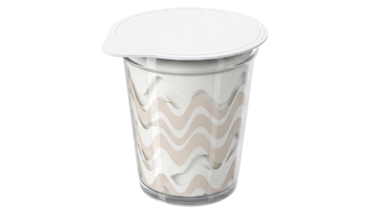 Clear Yogurt Cup with Wavy Pattern and White Lid