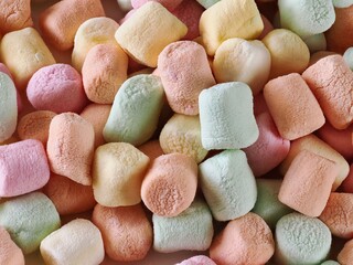 Tokyo,Japan - January 8, 2026: Closeup of piles of marshmallow 
