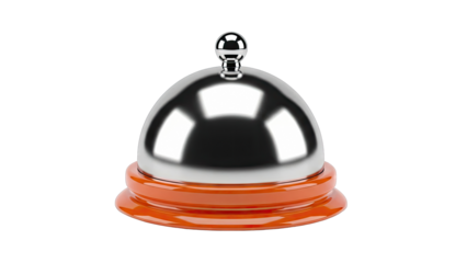 Shiny Silver Service Bell with Orange Base