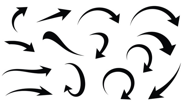 Collection of black arrows pointing in various directions