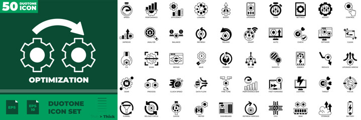 Optimization Duotone Editable Icons set
