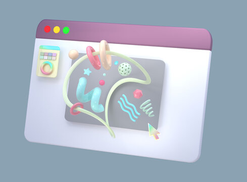 Colorful Abstract Shapes Within a Digital Workspace Interface