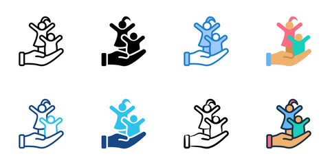 Caregiver icons set multiple style collection. Editable stroke 
