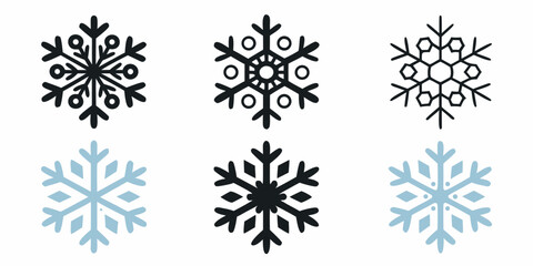 Fototapeta premium A collection of detailed snowflake illustrations in various shades and styles