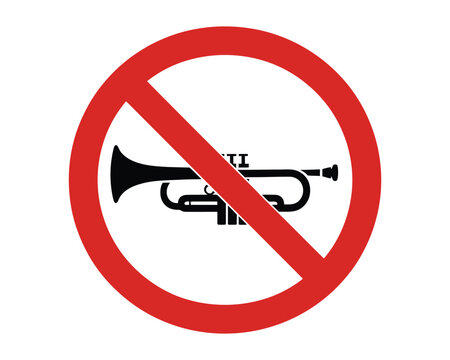 No honking sign showing sound warning symbol, traffic noise restriction