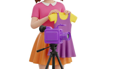 3D Girl with Camera and Clothing