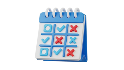 3D Tic-Tac-Toe Calendar Illustration