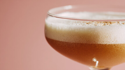 Sophisticated Cocktail Delight: A close-up view of a meticulously crafted cocktail served in an elegant coupe glass, showcasing a harmonious blend of flavors and textures.