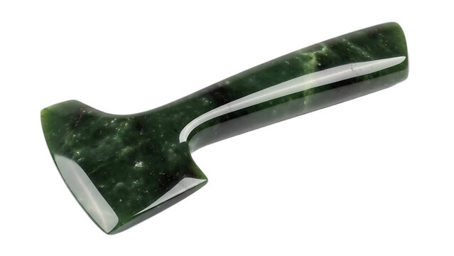 Maori pounamu greenstone toki jade blade isolated on transparent background