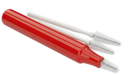 Red Dental Interdental Brush Holder with White Brushes