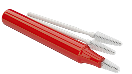 Red Dental Interdental Brush Holder with White Brushes
