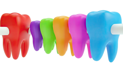 Colorful cartoon teeth lined up