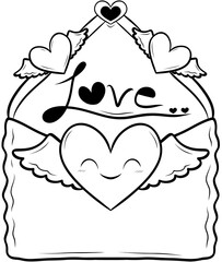 line Cupid heart letter