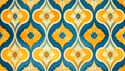 Repeating floral pattern with stylized petals and contrasting colors