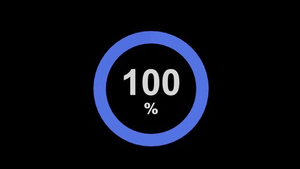 Blue Circular Loading Progress Bar 0 to 100 Percent Count Up - Powered by Adobe