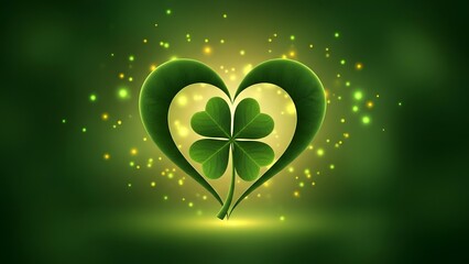 St patrick's day heart shamrock green gold sparkles irish luck