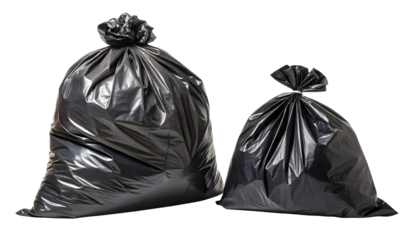 Set of plastic trash bags isolated on a white or transparent background.