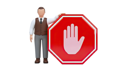 Man and Stop Sign Illustration