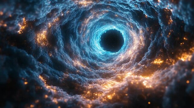 Cosmic vortex with glowing particles in space