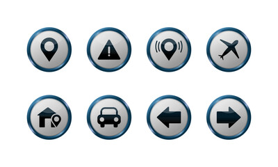 3D GPS and Map Navigation Buttons Collection