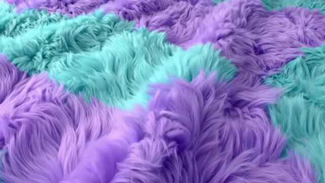 Abstract fluffy texture in vibrant teal and purple colors.