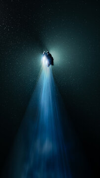 Bright comet streaking through the darkness of space