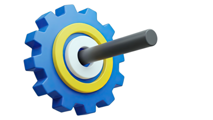 3D Rendered Blue Gear with Rod