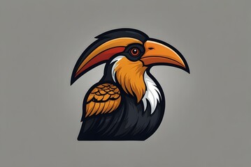 Elegant hornbill outline icon, minimalist Sarawak theme