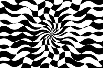 Vector abstract distorted background. Dynamic backdrop with optical illusion, op art.