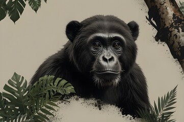 Minimal Borneo wildlife icon on neutral background