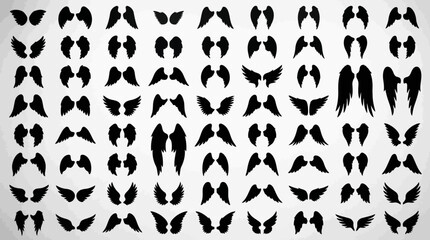 Abstract, symmetrical grid of black butterfly-like silhouettes on a white background, ideal for backgrounds, textures and graphic design.