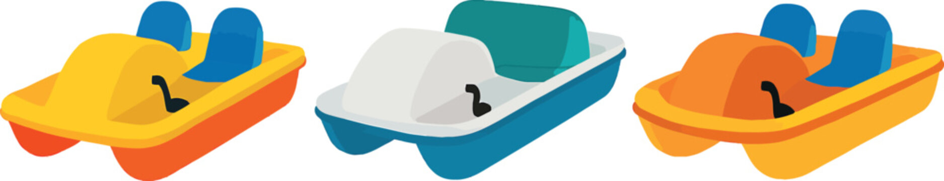 Colorful Pedal Boats on Water
