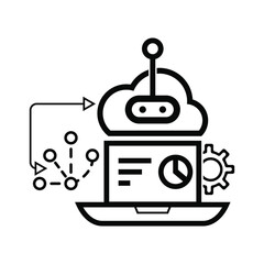 Business Automation Line Art Concept, Professional Business Automation Outline Icons, Digital Transformation and Automation Line Illustration