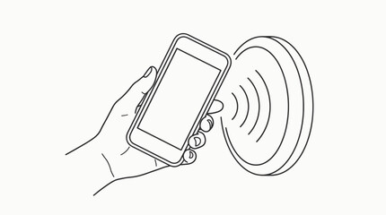 Hand holding smartphone above a wireless charging pad illustrating inductive charging technology