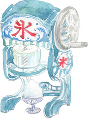 かき氷器の水彩イラスト　ベクター