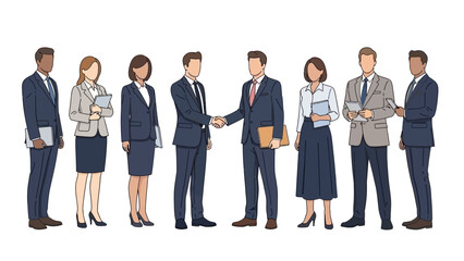 modern flat vector illustration of a diverse group of business professionals