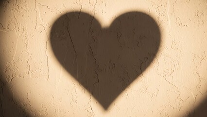 Heart shadow on textured wall