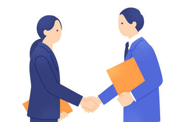 M&Aや業務提携の合意。スーツ姿で握手を交わすビジネスパーソン。